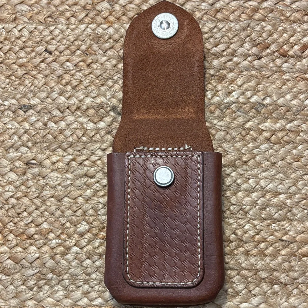 Brown Leather Phone Holster with Star Button